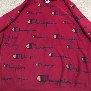 Red champion hoodie reverse weave collection